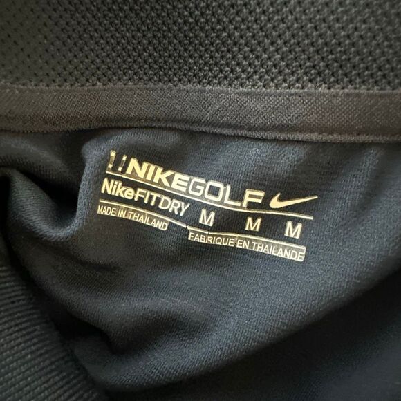 Nike Golf Polo shirt Mens Medium Blue Striped Pinehurst Golf Logo FitDry - Picture 7 of 10